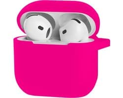 Jumada's Case Geschikt voor AirPods 4 Hoesje Hoes Siliconen Met Clip Cover - Hoesje Geschikt voor Apple AirPods 4 Hoes Siliconen - Roze