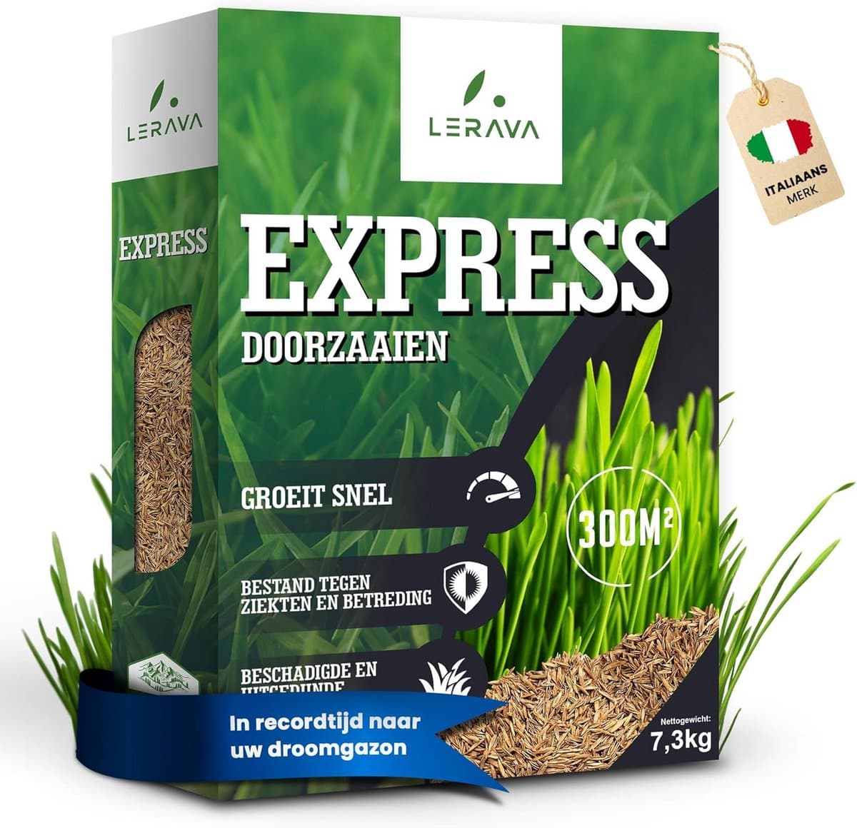 Express Graszaad voor Snelle Groei - 300 m² - Slijtvast Graszaad voor Zon en Halfschaduw - Italiaans Graszaad voor Tuin — afbeelding 1