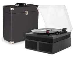 Retro platenspeler met platenkoffer - Fenton RP165B - Met Bluetooth en speakers - Zwart