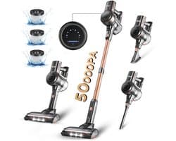 INSE Steelstofzuiger Draadloos - Stofzuiger Draadloos - 6-in-1 - S7P - Goudkleurig - Lichtgewicht Steelstofzuiger - 40 kPa, 60 min. gebruiksduur - 65 dB - 1.2 L tank