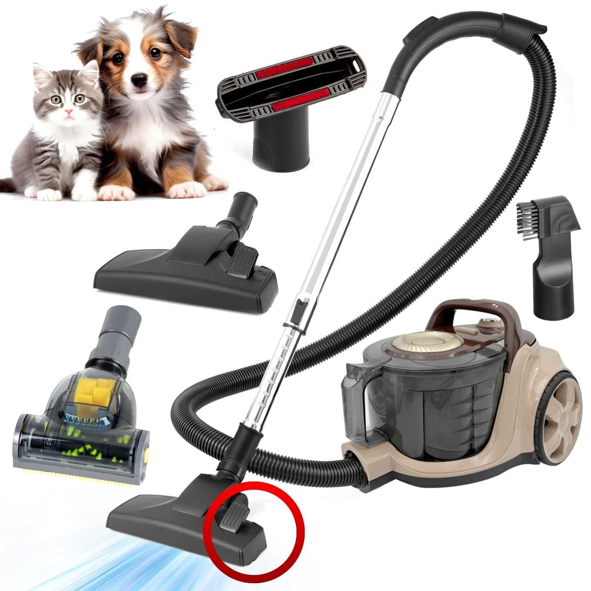AG3300 Stofzuiger Zonder Zak - Stofzuigers - Vacuum Cleaner Zakloos - Geschikt Voor Dierenharen - Sterke Zuigkracht - HEPA Filter - Compact, Licht & Krachtig - Gemakkelijk Schoon Te Maken -Beige/Bruin — afbeelding 1