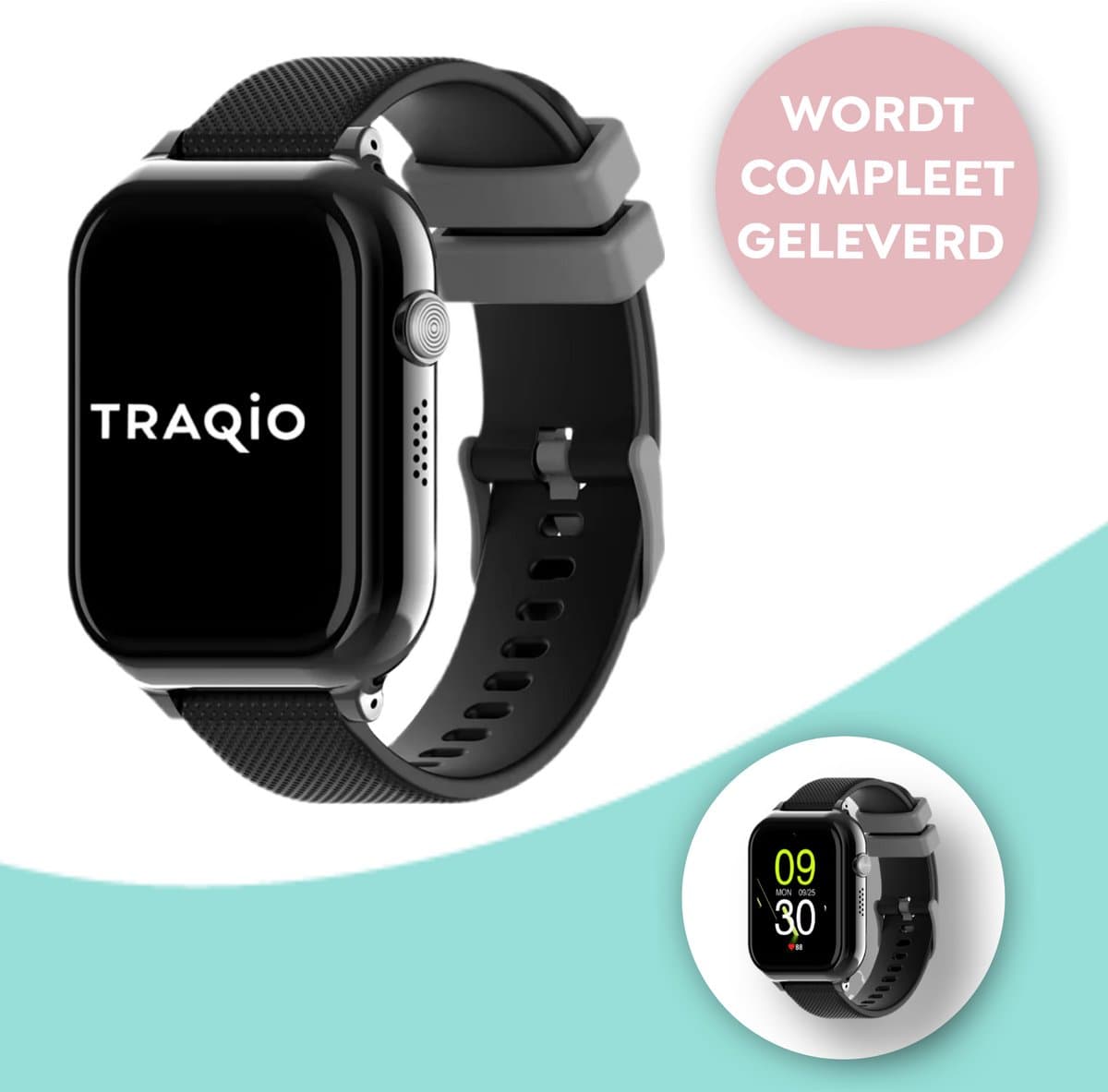Traqio TRQ10 - GPS horloge kinderen - gps horloge kind - kinderhorloge bellen - gps tracker kinderhorloge - kinderhorloge met gps - kinderhorloge - Kinder smartwatch GPS - GPS horloge school - Zwart — afbeelding 1
