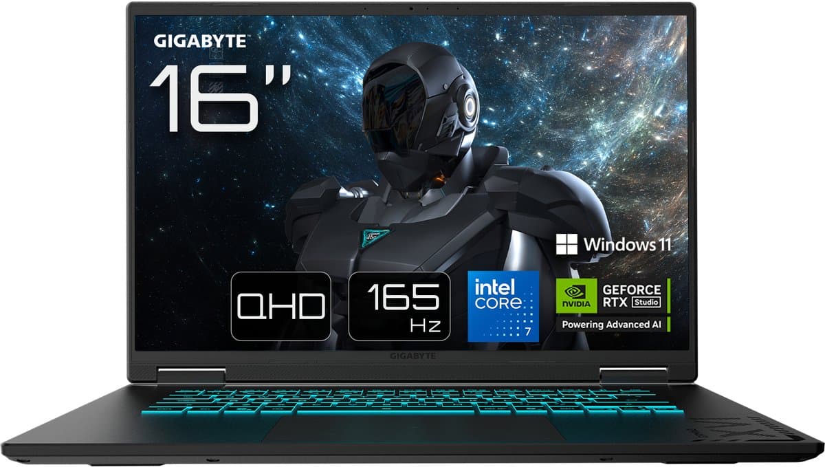 GIGABYTE GAMING A16 PRO DXHG4EECC4SH - Gaming Laptop - 16 inch - RTX 5070 Ti - Core 7 - 32GB/1TB - 165 Hz — afbeelding 1