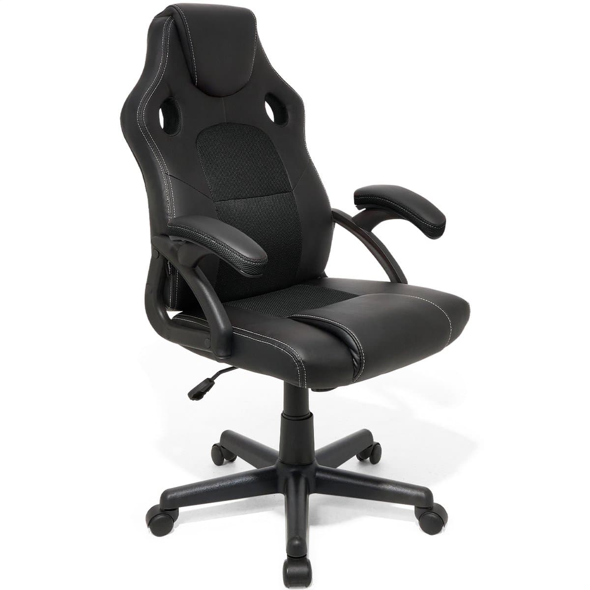 LifeGoods Gaming Stoel - Gamestoel - Verstelbaar in Hoogte - Comfortabele Gaming Chair - Kunstleer - Zwart — afbeelding 1