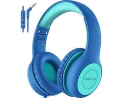 EarFun K1 Kids - Bedrade Kinderkoptelefoon - 85 dB Volumebegrenzing - Microfoon - Opvouwbaar - Blauw-Groen