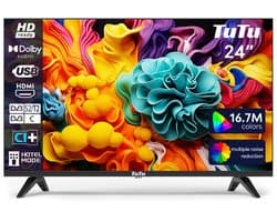 TuTu Standaard TV - LED HD - 24 inch/61 cm - Frameless Design - Triple Tuner DVB-T/T2/C/S/S2 - HDMI x1, USB x1, CI+ - TUB24F1DN
