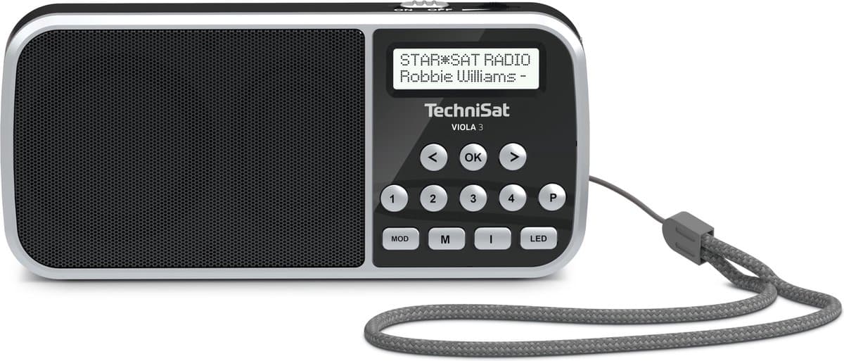 TechniSat VIOLA 3 – draagbare DAB+-radio, FM, LCD-scherm, accu, hoofdtelefoonaansluiting, USB, Aux-ingang, LED-zaklamp, favorietenlijst, klein, draagbaar, luidspreker van 1 watt RMS — afbeelding 1