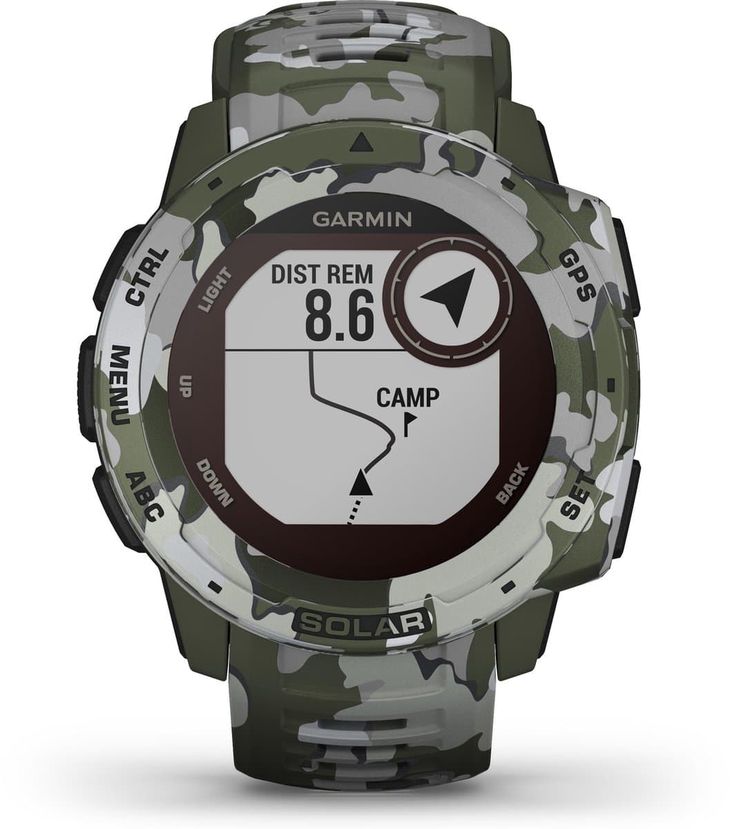 Garmin Instinct Solar - Smartwatch - Robuust GPS Sporthorloge - Zon Oplaadbaar - 45mm - Groen Camo Edition — afbeelding 1