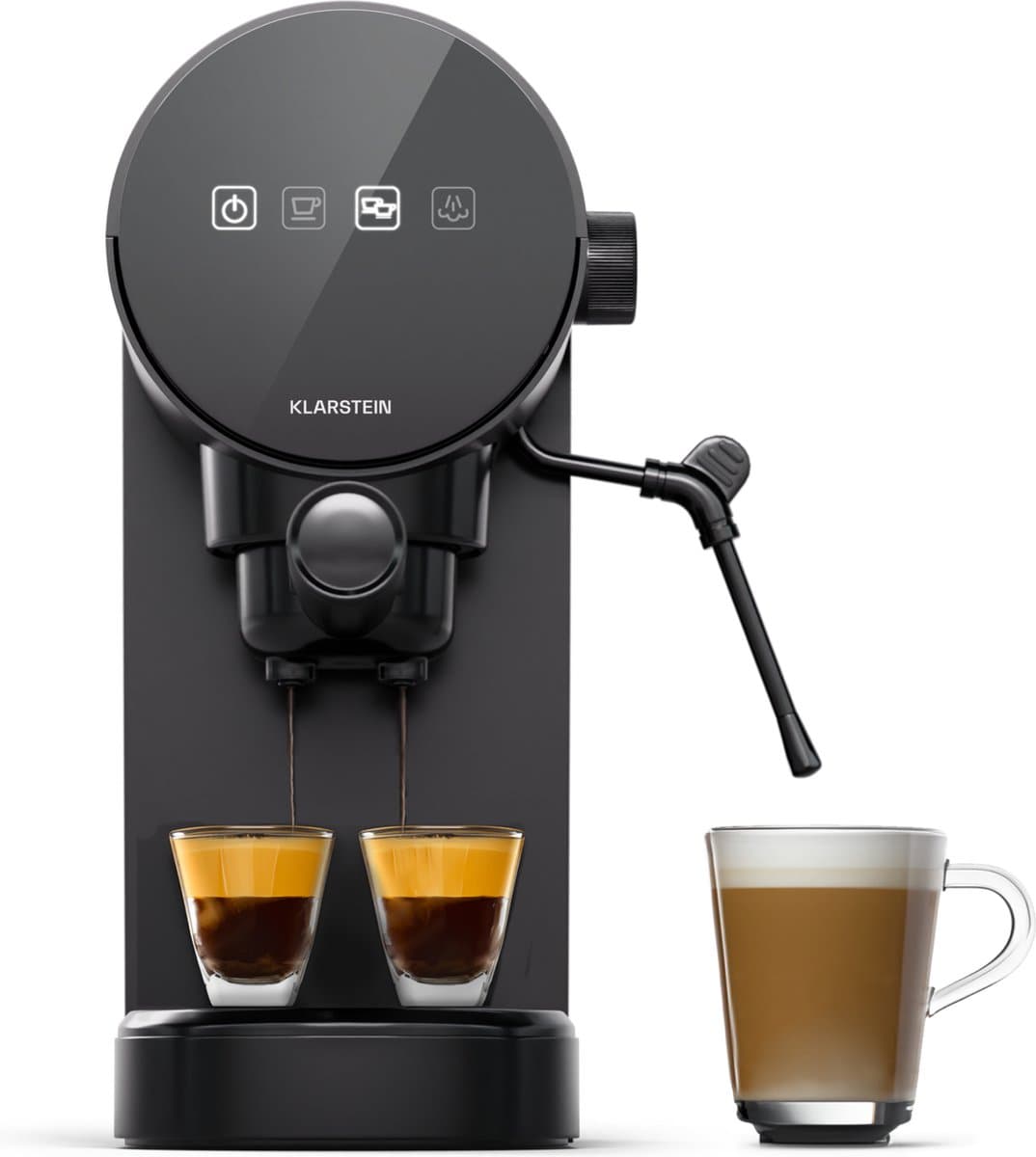 Klarstein Espresso koffiezetapparaat met melkopschuimer, 0,9 L retro mini-espressomachine met filterhouder, klein 1360 watt koffiezetapparaat, koffiemachine voor cappuccino, latte & macchiato — afbeelding 1