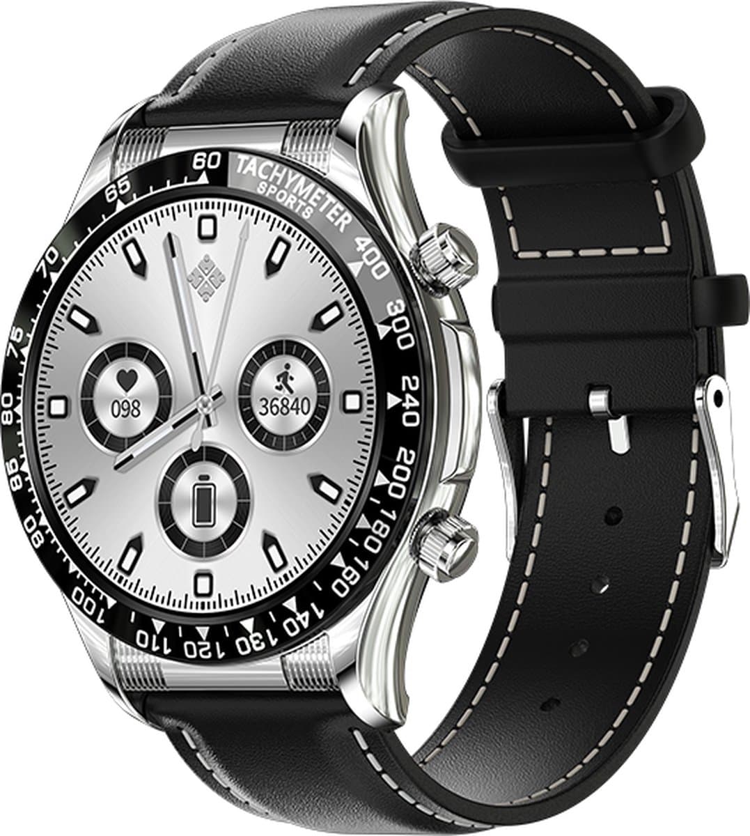Darenci Smartwatch Superior Pro - Smartwatch heren - Activity Tracker - Touchscreen - Bluetooth bellen - Bluetooth muziek - Stalen band - Heren - Horloge - Stappenteller - Bloeddrukmeter - Verbrande calorieën - Zuurstofmeter -Waterdicht- Zilver/Zwart — afbeelding 1