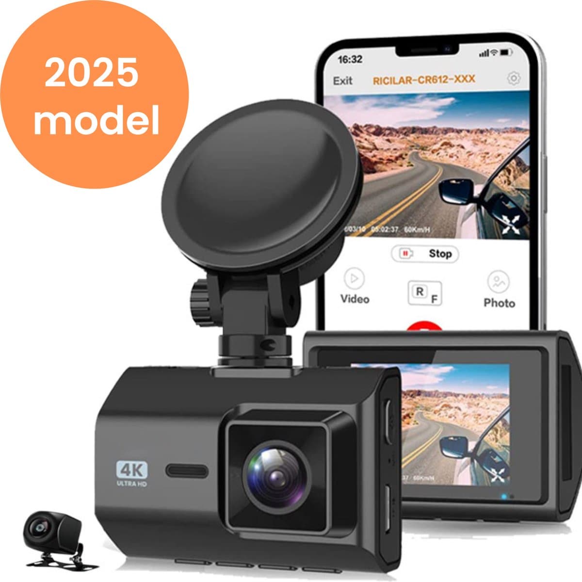 Avalect RoadGuard+ Dashcam voor Auto - 2025 - Met App & GPS - Auto Camera Voor en Achter - 4k Camera - Nachtvisie - ingebouwde G-sensor - Inclusief batterij - Incl 32GB SD-kaart — afbeelding 1