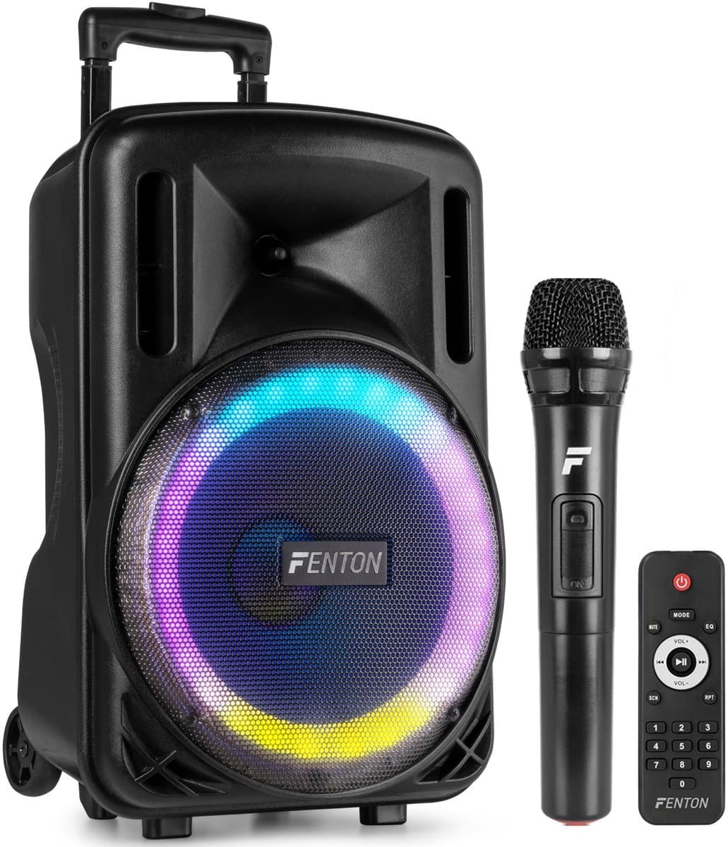 Speaker Bluetooth - Fenton FT10LED MK2 karaoke box met LED’s, accu en microfoon - Voor huisfeestjes — afbeelding 1