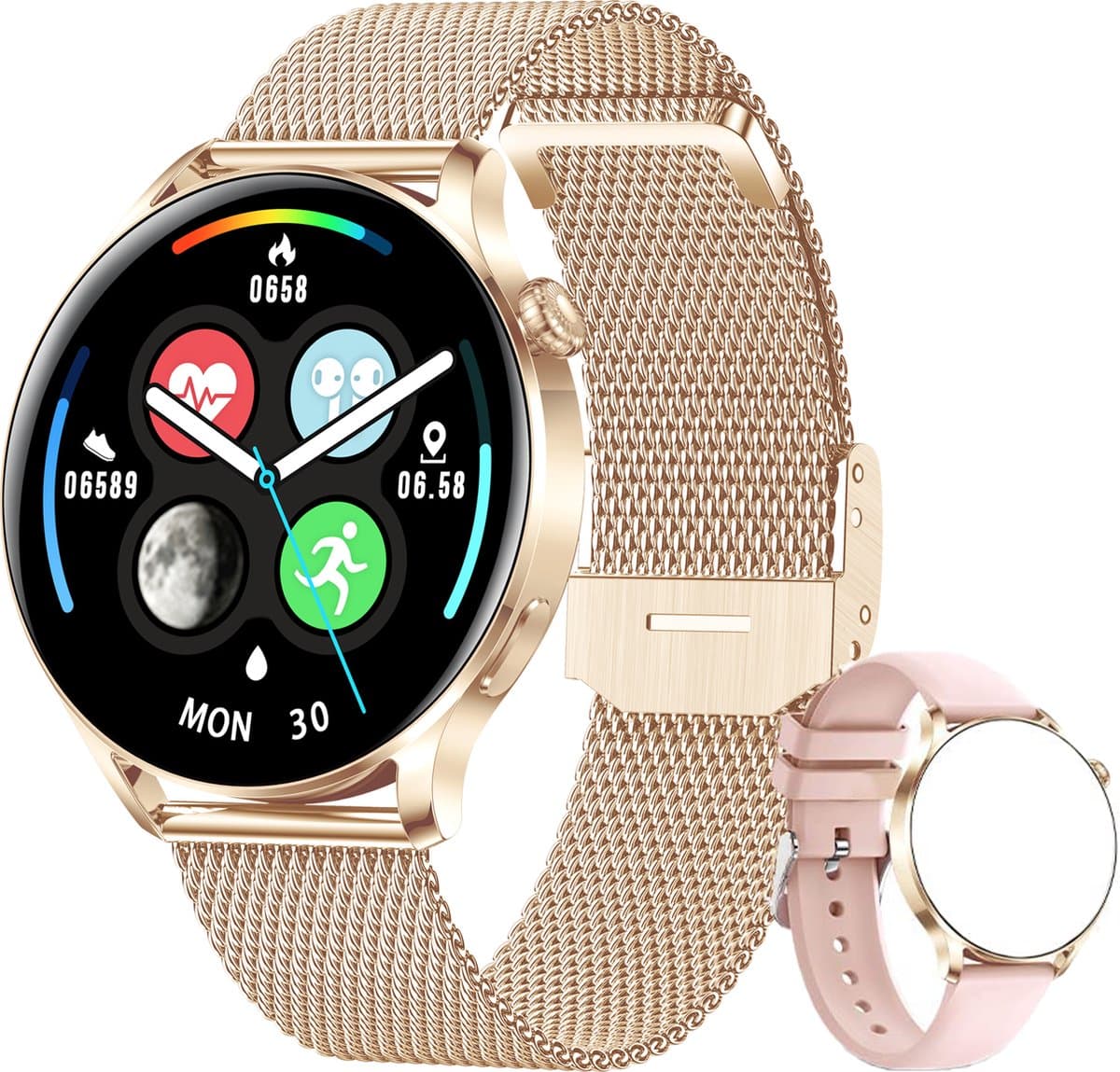 SAMMIT Smartwatch Dames - Rosé Goud - Stappenteller - IOS en Android - Full HD Touchscreen - 42MM — afbeelding 1