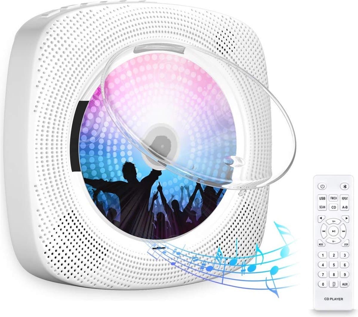 2 IN 1 Draagbare CD/DVD Speler Met HDMI - Bluetooth - USB - FM-Radio - AUX - Wand Monteerbaar - Wit — afbeelding 1
