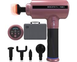 Verwarmd percussie massagepistool met 5 hoofden voor spierherstel en verlichting - Roze