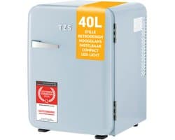 TZS First Austria Mini koelkast - Minibar - 40 liter - Vrijstaand - Volledig stil 22dB - Retro - Blauw