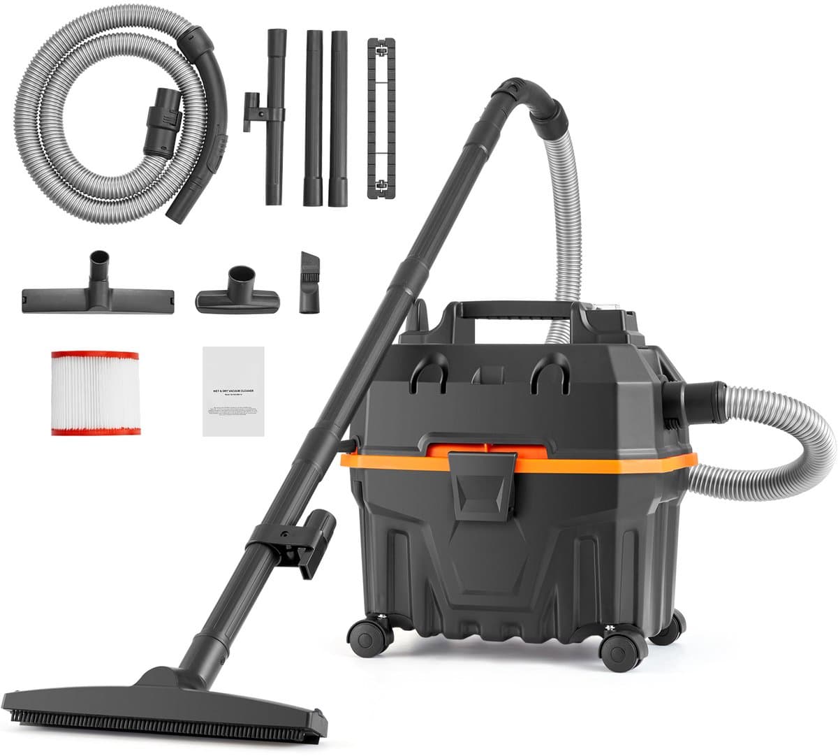 Nat/droogzuiger voor Werkplaatsen, 5 Pk, 15 L , Krachtige Zuig- en Blaasprestaties , Draagbaar met Hulpstukken , Ideaal voor Tapijten en Vuil , Lichtgewicht, Zwart — afbeelding 1