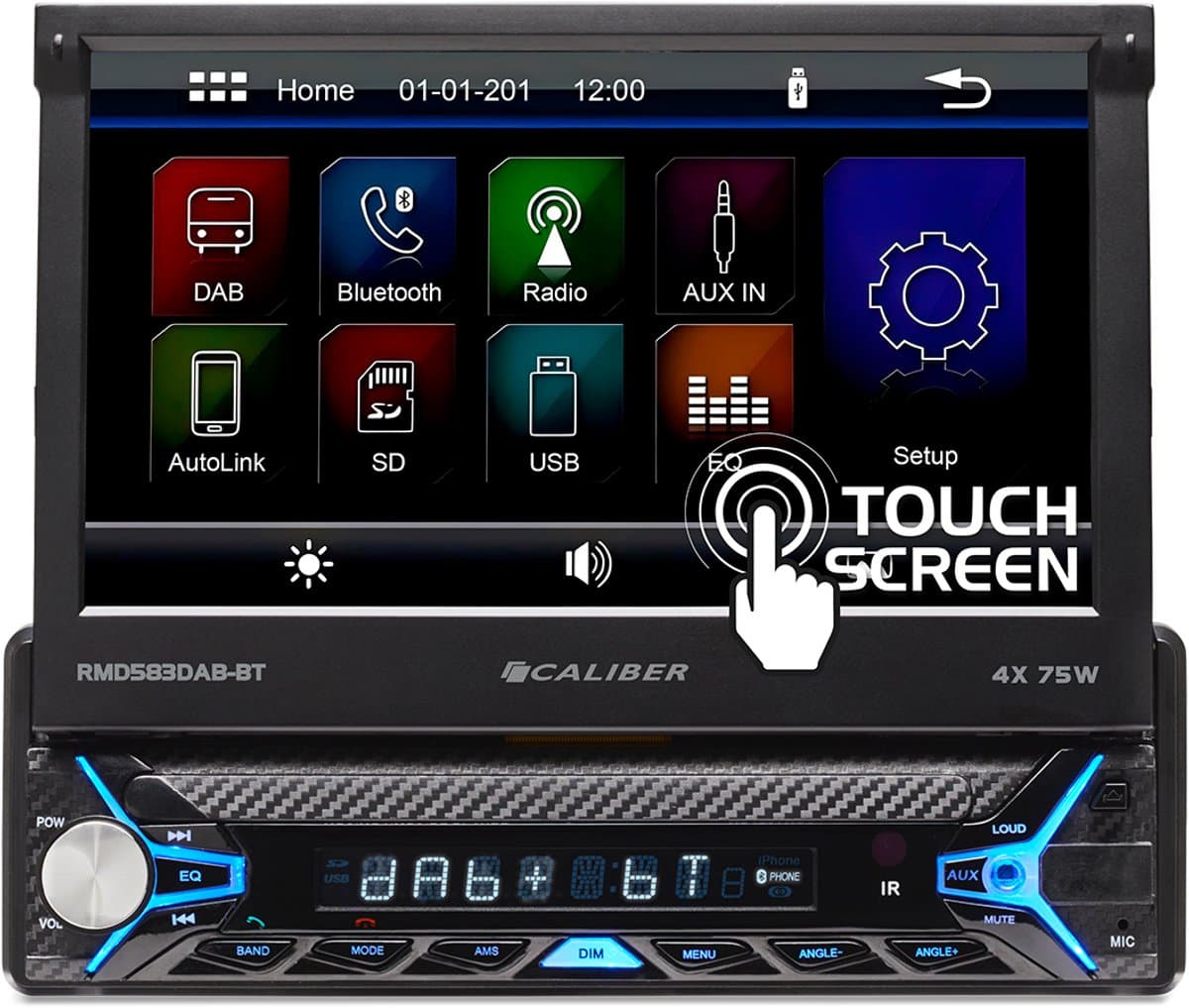 Caliber Autoradio met Bluetooth en dab+ - 7 inch Klapscherm - Touchscreen - 1 din - Achteruitrijcamera ingang (RMD583DAB-BT) — afbeelding 1