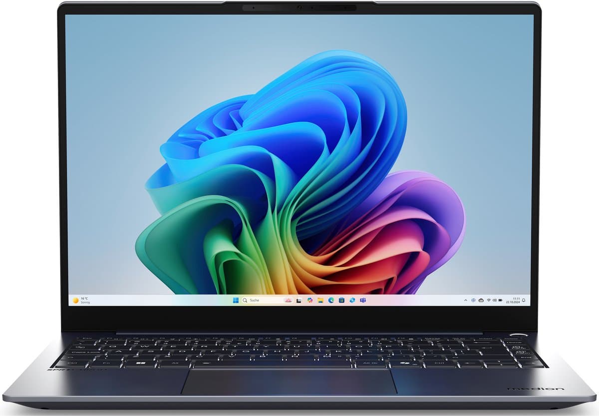MEDION SPRCHRGD 14 S2 MD62723 Intel Core Ultra 9 288V Laptop 35,6 cm (14") WQXGA+ 32 GB LPDDR5x-SDRAM 2 TB SSD Wi-Fi 7 (802.11be) Windows 11 Home US International Grijs — afbeelding 1