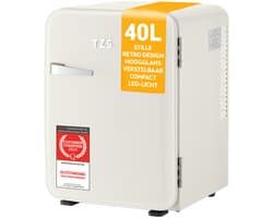 TZS First Austria Mini koelkast - Minibar - 40 liter - Vrijstaand - Volledig stil 22dB - Retro - Crème