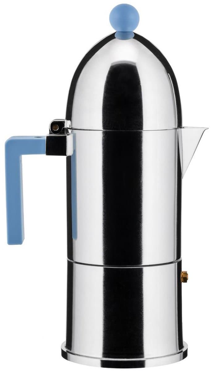 Alessi Inductie-Percolator-La-Cupola-6-kops-Blauw-Handvat — afbeelding 1
