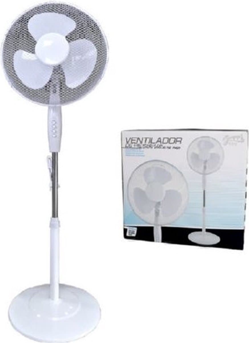 Gerimport staande ventilator 3 snelheden - 40 cm - 45 watt - Wit — afbeelding 1