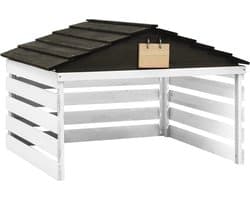 vidaXL - Overkapping - voor - grasmaaier - 78x74x54 - cm - vurenhout - zwart - en - wit