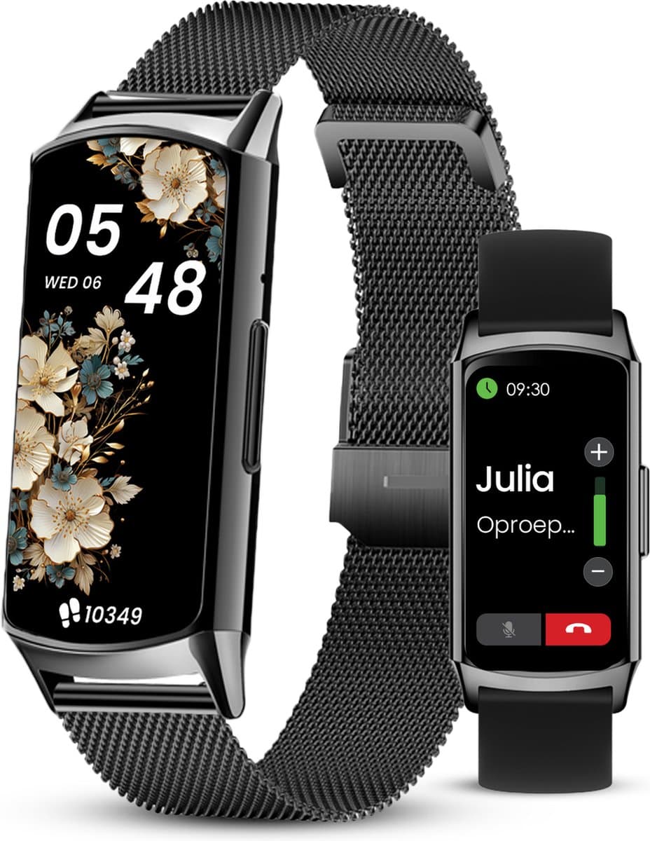 Avalue Luxe AMOLED Smartwatch Dames - Activity Tracker - Bluetooth Call - Stappenteller - Bloeddrukmeter - RVS en Siliconen Band — afbeelding 1