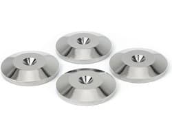 Dynavox Spike dempers, onderlegschijven, sluitringen voor luidsprekerboxen en apparaten, stijlvolle bescherming tegen krassen op de vloer of in het hifi-rek, set van 4, zilver