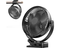 Oplaadbare draagbare ventilator 8-inch - campingventilator 10000 mAh - clipventilator - 4 snelheden - 720 ° rotatie - thuis, kantoor, kinderwagen Turbo fan