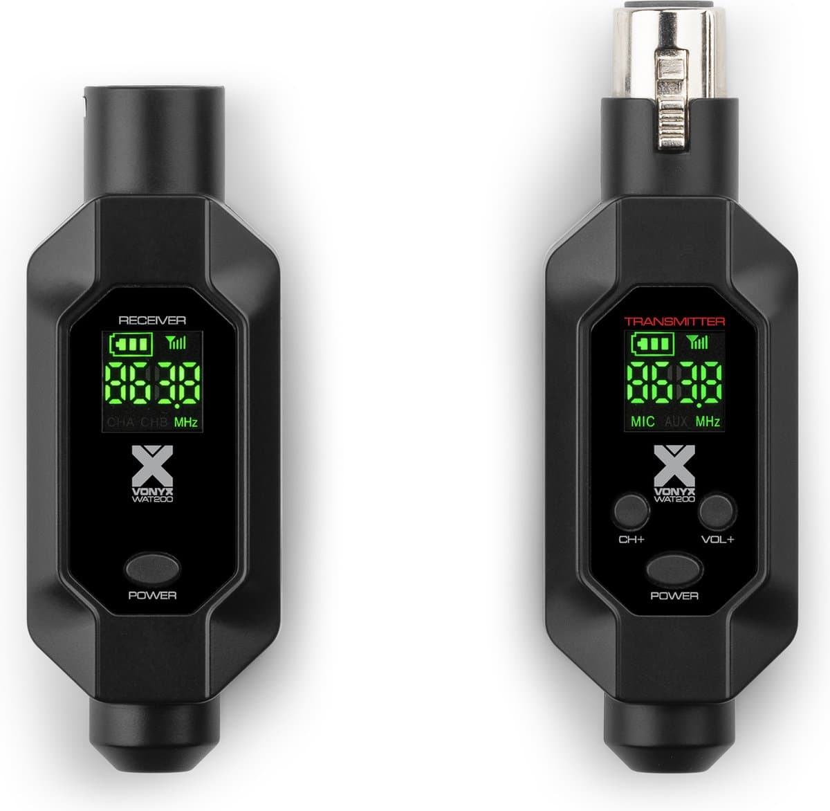 Vonyx WAT200 draadloze zender en ontvanger voor microfoons - snap-on XLR adapter - UHF — afbeelding 1