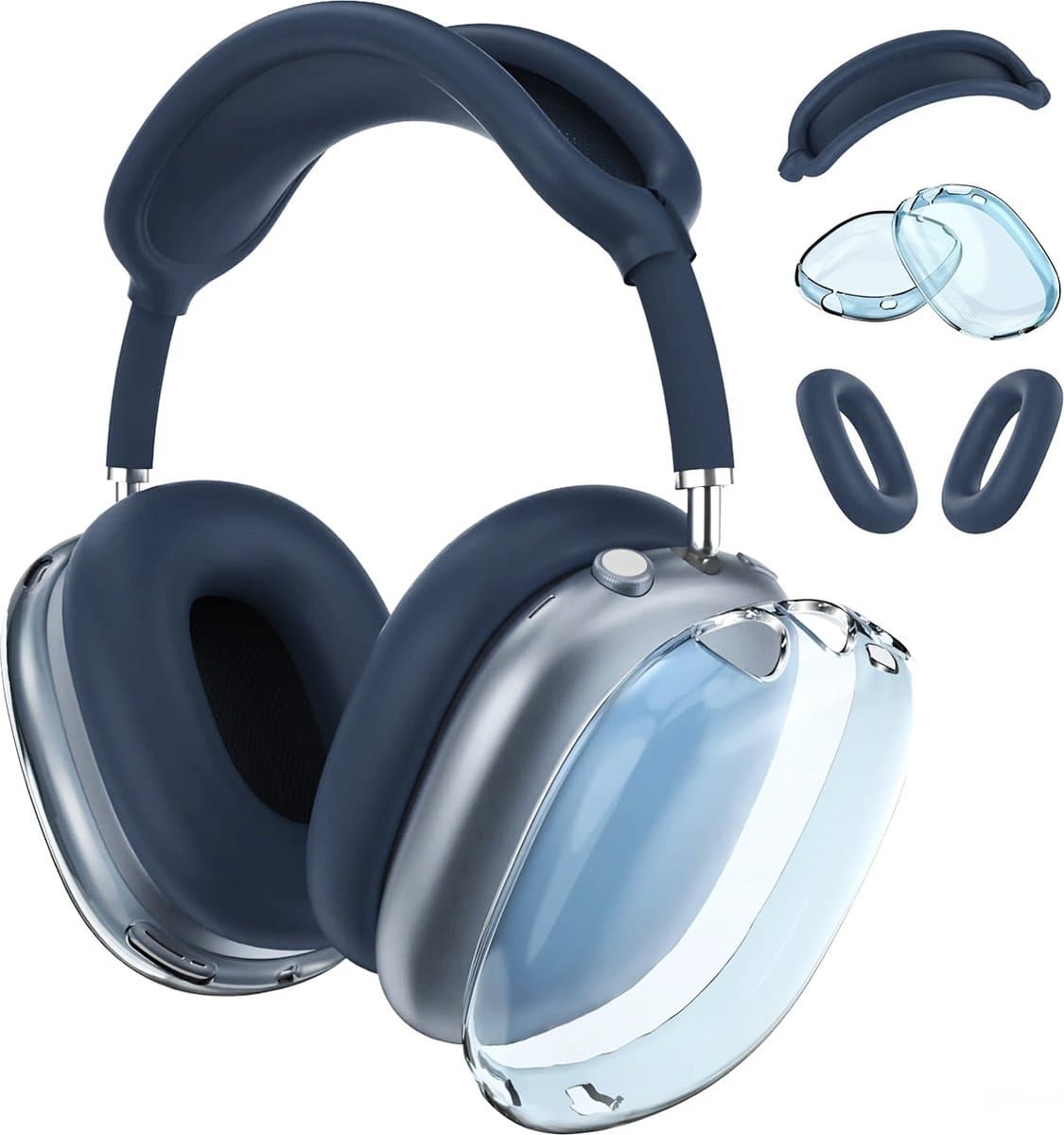 Siliconen Hoes voor AirPods Max Hooftelefoons van MMOBIEL – Transparant Zacht TPU Oorschelp Beschermhoes, Siliconen Oorkussens Beschermhoes, Hoofdband Beschermhoes – Anti-Kras Beschermer – Blauw — afbeelding 1