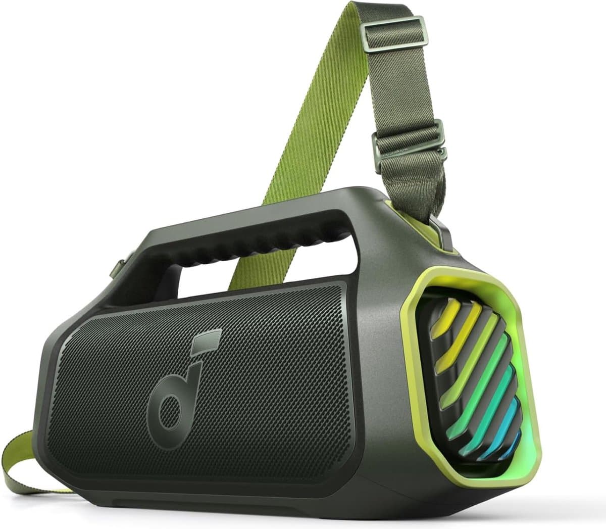 NEW soundcore Anker Boom 2 Plus Buitenluidspreker - Bluetooth - 140W - 2+2 kanalen - BassUp 2.0 - 20 uur - Snel opladen - IPX7 - Waterdicht - RGB-verlichting - USB-C - Powerbank - Voor kamperen - Strand - Tuin - Groen — afbeelding 1