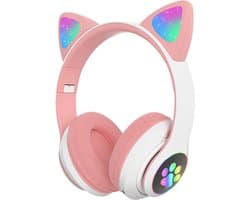 Mogi Products-Draadloze Kinder Hoofdtelefoon -Kattenoortjes-Met Led-Draadloze Koptelefoon-Kinder Headset-Bluetooth-Microfoon