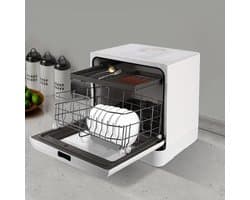Mini Vaatwasser - Compacte Vaatwasser Tafelmodel - Appartement Keuken - Twee Watervoorzieningsmodi - 43 x 39 x 46 cm - Wit