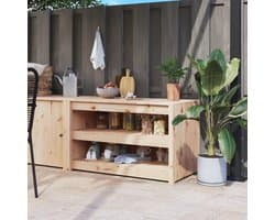 Buitenkeuken Kast - Tuinkast Tafel - Buiten Koken - Modulair Ontwerp - 106x55x64 cm - Natuurlijk