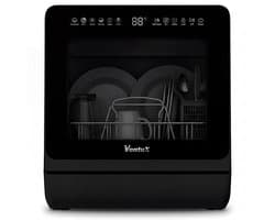 Ventux Mini Vaatwasser met Waterreservoir - 4-6 Couverts - 8 Programma's - Vrijstaande Vaatwasser - Mini Afwasmachine met UV-sterilisatie - Camping - Zwart