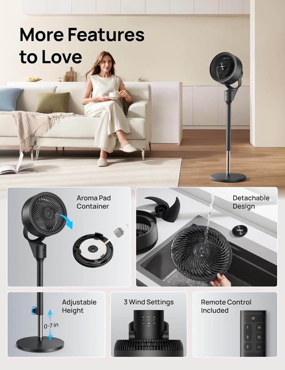 Elektrische Vloer Ventilator - Stille Staande Fan - Kamers Koelen - Ultra Krachtige Luchtcirculatie - Tot 24 Meter - Zwart — afbeelding 1
