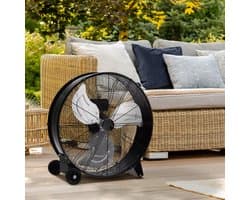 Industriële Vloerventilator 77 cm – Krachtige Trommelventilator met Wielen & Handgreep – 3 Snelheden – Zwart