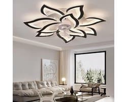 10 Lotus Ventilator Lamp - Plafondventilator - Smart Lamp - Zwart - Met Dimmer - 3 Standen Ventilator - Keuken Lamp - Woonkamerlamp - Moderne lamp