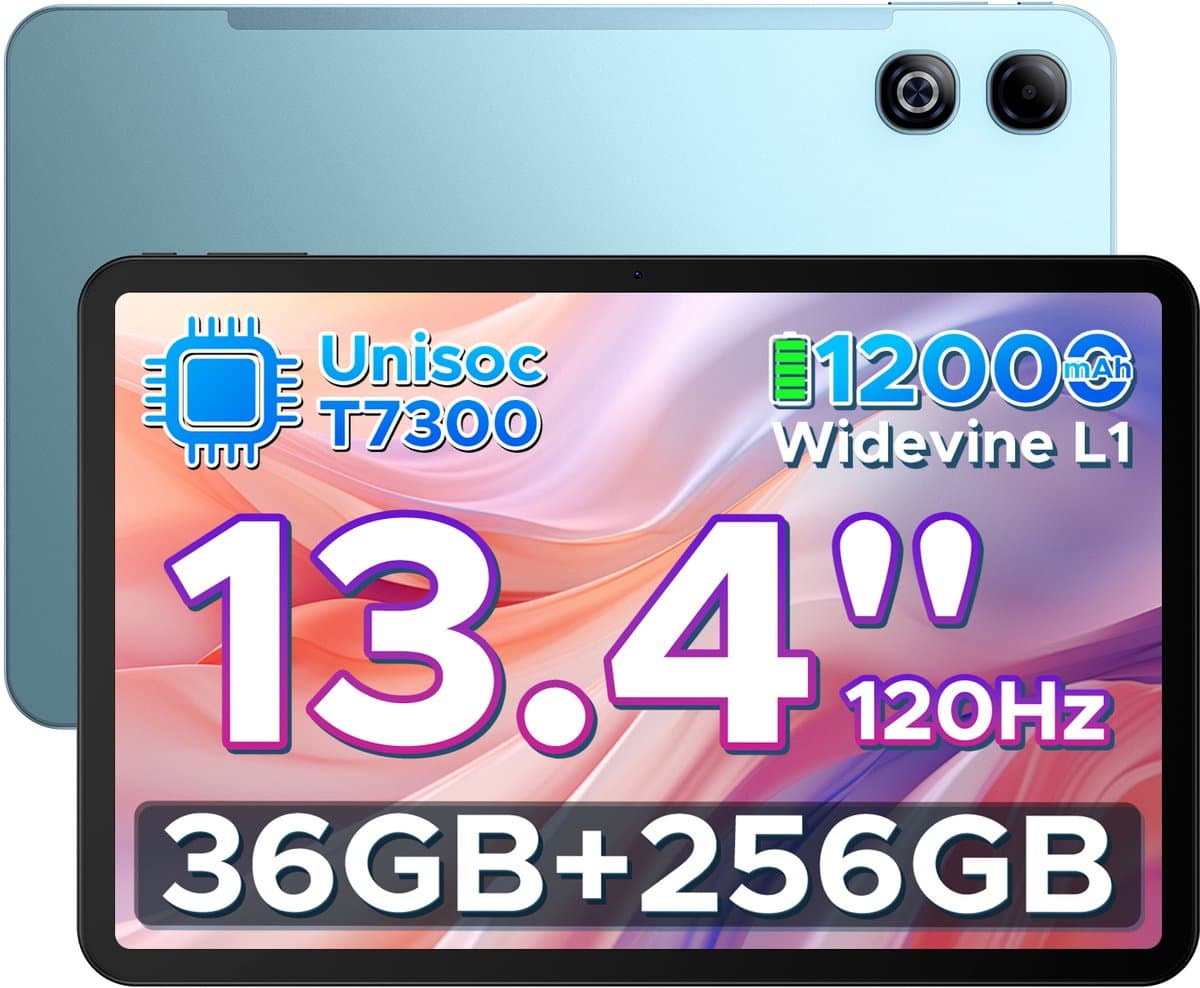 DOOGEE U13 Pro - Tablet - 36GB RAM (6+30GB) + 256GB ROM (2TB/TF) - 11000mAh/18W - 13,4 Inch FHD+ 120Hz IPS - Android 16 - T7300 - Dubbele luidsprekers - Wi-Fi 5 - Face ID - Bluetooth 5.4 — afbeelding 1