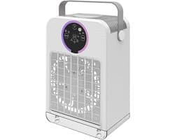 KZQ Mini-Koelventilator met afstandsbediening – 3 snelheden, 2 nevelmodi, 700 ml watertank, 7 kleuren nachtlicht, timer (2-8 uur)