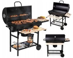 Klausberg XXL Houtskoolbarbecue op Wielen - Met Deksel, Thermometer en Zijtafels - Groot Grilloppervlak 70 x 35 cm - Asopvangbak - Ideaal voor Tuin en Terras