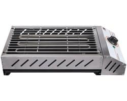 Velmio Elektrische BBQ - Camping Barbecue - 2,5 kW - 50°C-300°C - Contactgrill - Roestvrij staal - Voor Binnen en Buiten - 42×22cm - Zilver