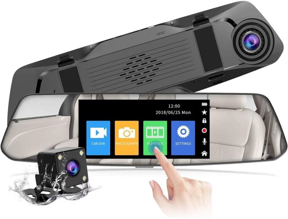 5-inch Full HD 1080P achteruitkijkspiegel dashcam – Waterdichte camera's Geschikt voor en achter – Groothoek – 2.5D anti-reflecterend glas — afbeelding 1