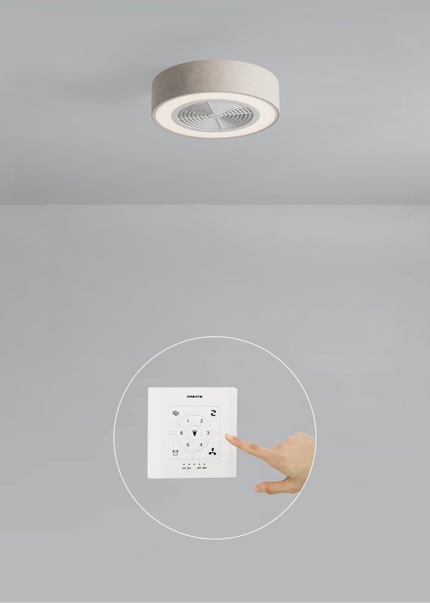 CREATE - Stille plafondventilator 40W (Ø50cm) met verborgen bladen en LED-verlichting - Met licht - Controller voor wandmontage + Afstandsbediening - 6 snelheden - Programmeerbaar - WIND CLEAR EASY — afbeelding 1