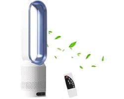 Torenventilator Luchtreiniger - Bladeloze Ventilator - Binnenklimaat Verbeteren - 2-in-1 Functie - 56 Cm - Wit Blauw