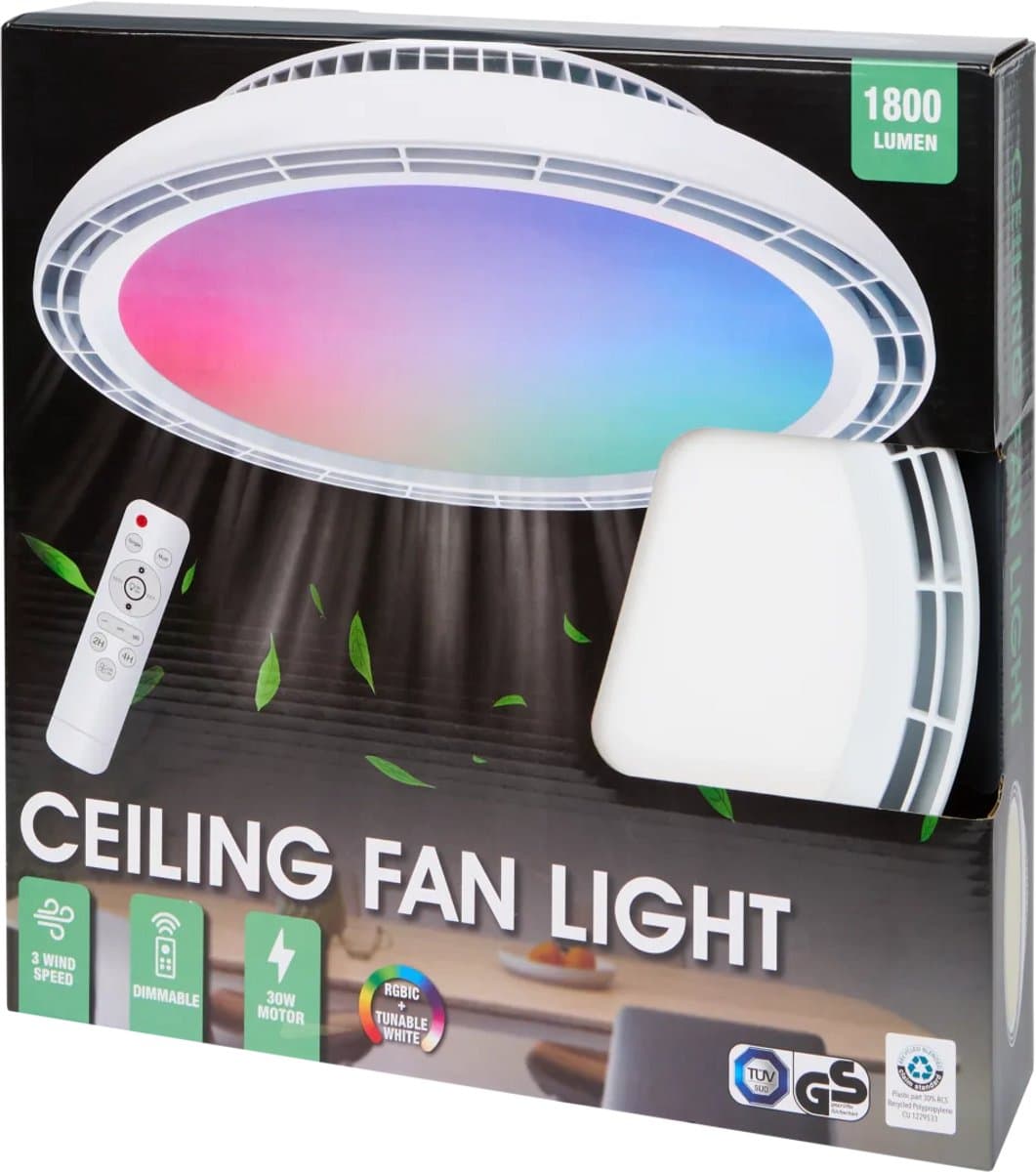 LSC plafondventilator met led 1800 lumen | Ø 45 cm — afbeelding 1