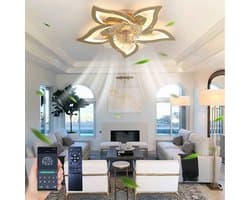 Equivera Plafonniere met Ventilator - Goud - Plafondventilator - Plafondventilator Met Afstandsbediening & APP - Plafondventilator Slaapkamer - Plafond Ventilator met Verlichting - Plafondlamp - Plafonniere - Ideaal voor in uw slaapkamer!