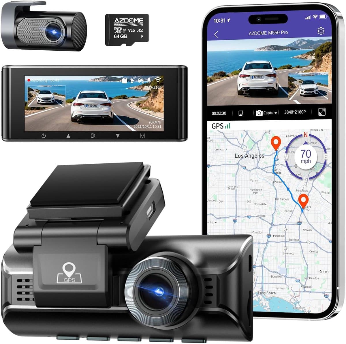 Auto Camera - Rijrecorder - Veilig Rijden - Dubbele Opname - 4K - Zwart — afbeelding 1